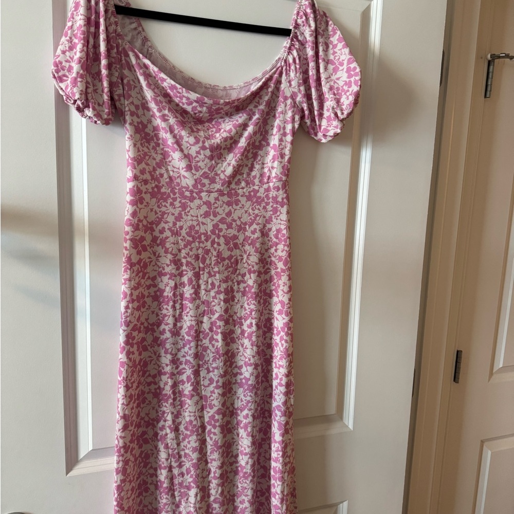 Lush Pink and White Floral Maxi Dress